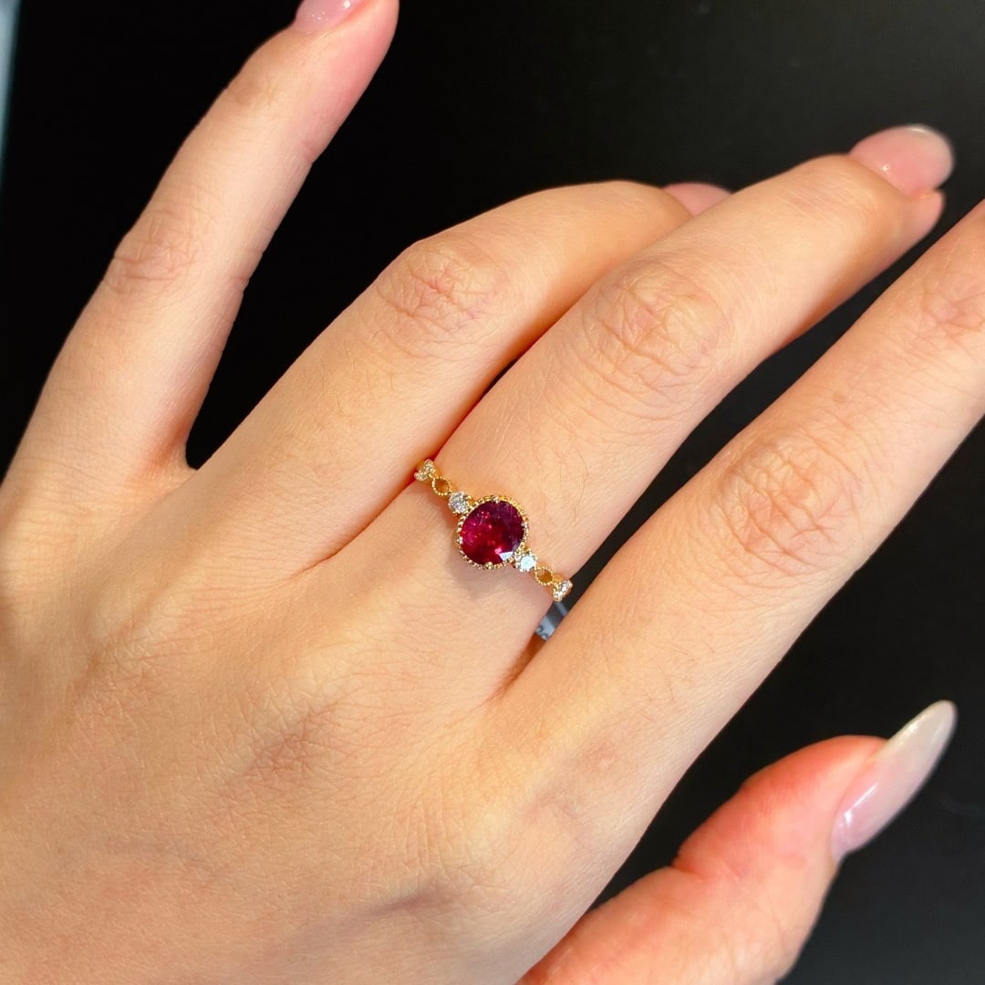 14k Gold 1.18 Ctw Natural Ruby & Diamond Ring - 6