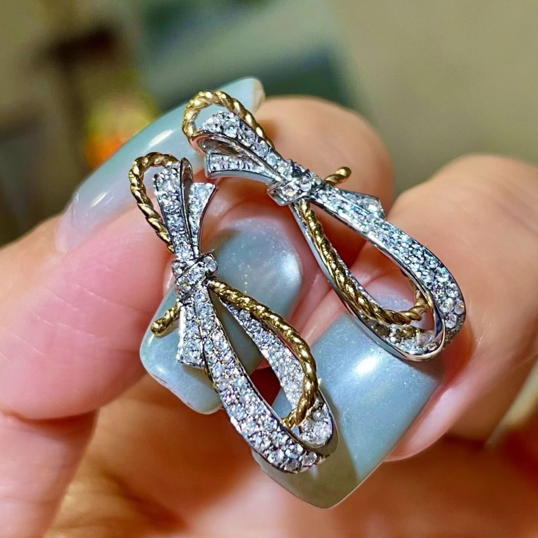 14k Gold 0.72 Ct Natural H Diamond Earrings - 2