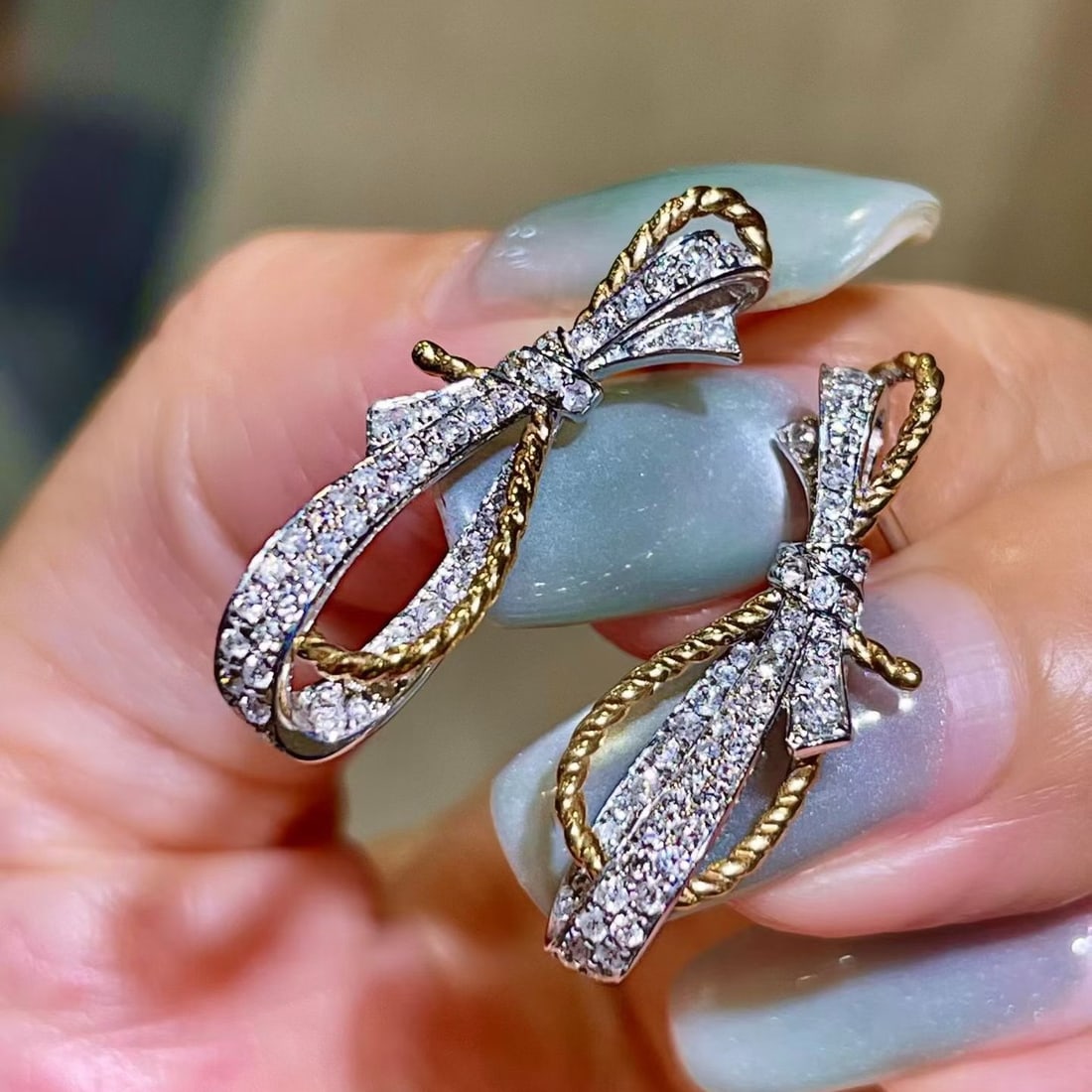14k Gold 0.72 Ct Natural H Diamond Earrings - 3