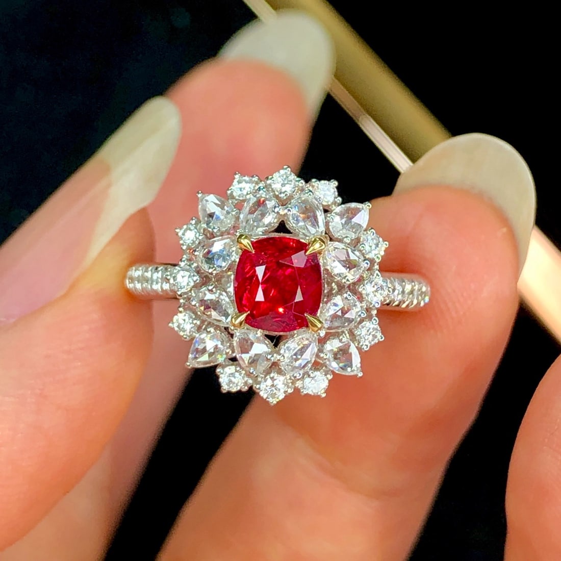 14k Gold 1.59 Ctw Natural Spinel & Diamond Ring - 3