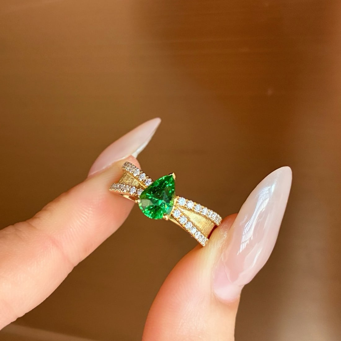 14k Gold 1.59 Ctw Natural Tsavorite & Diamond Ring - 3