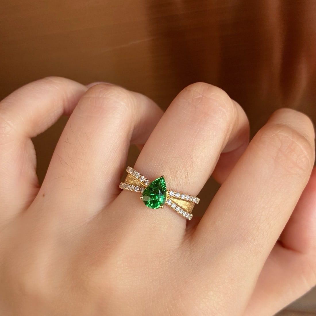 14k Gold 1.59 Ctw Natural Tsavorite & Diamond Ring - 4