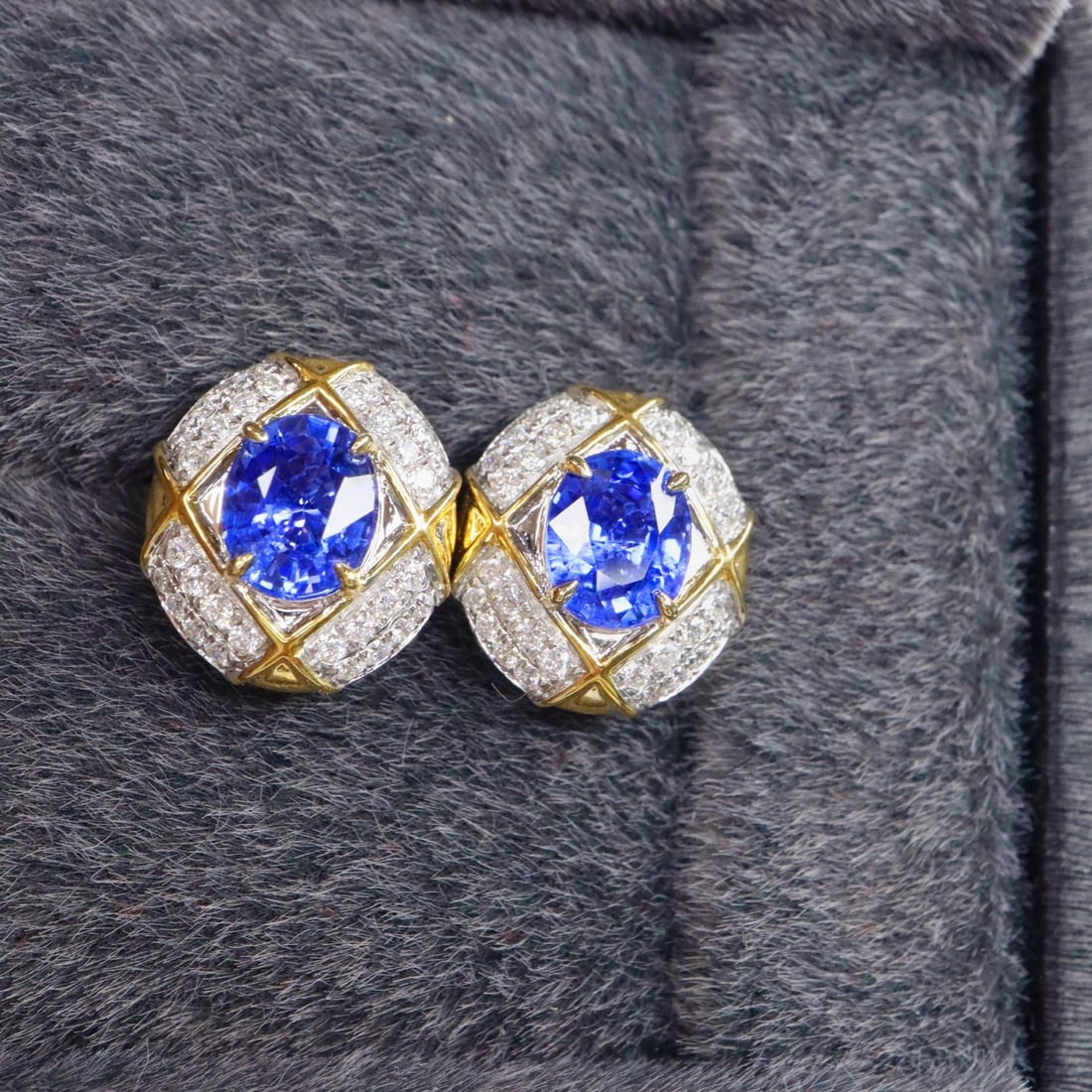 14k Gold 2.07 Ctw Natural Sapphire & Diamond Earrings - 3