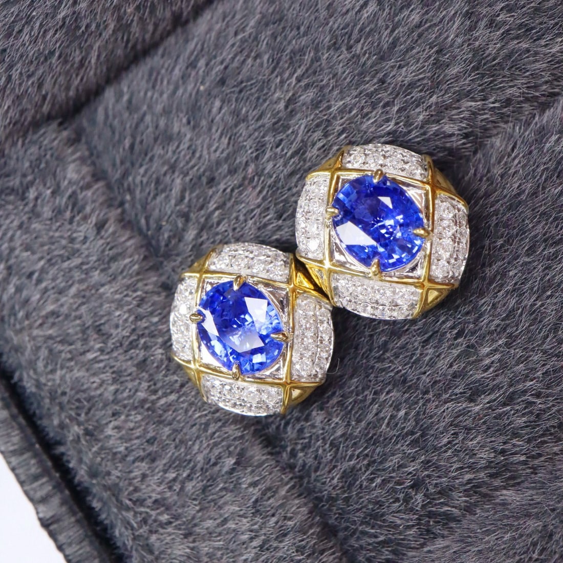 14k Gold 2.07 Ctw Natural Sapphire & Diamond Earrings - 4
