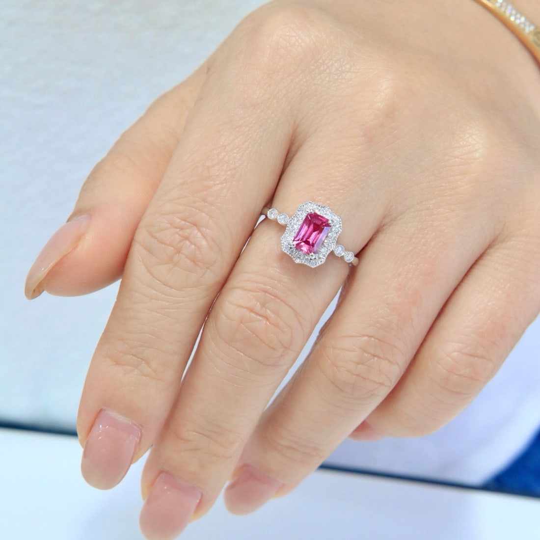 14k Gold 1.23 Ctw Natural Spinel & Diamond Ring - 5