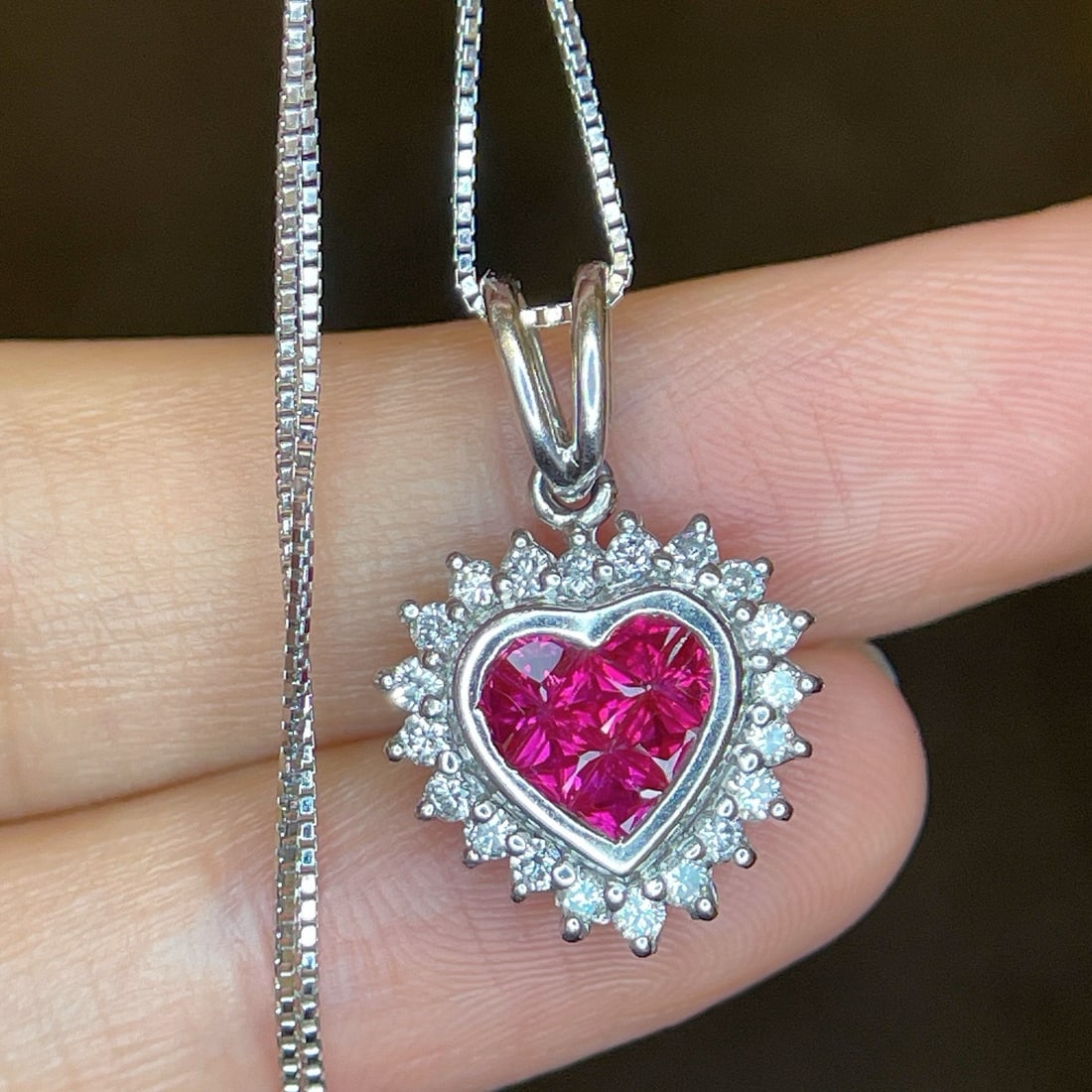 14k Gold 1.15 Ctw Natural Ruby & Diamond Pendant( Without Chain ) - 2