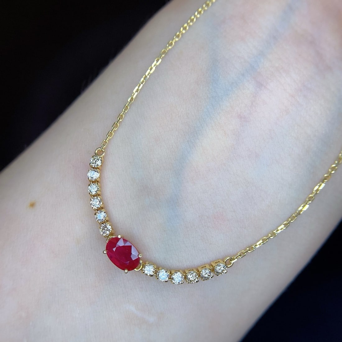 14k Gold 1.40 Ctw Natural Ruby & Diamond Bracelet - 2