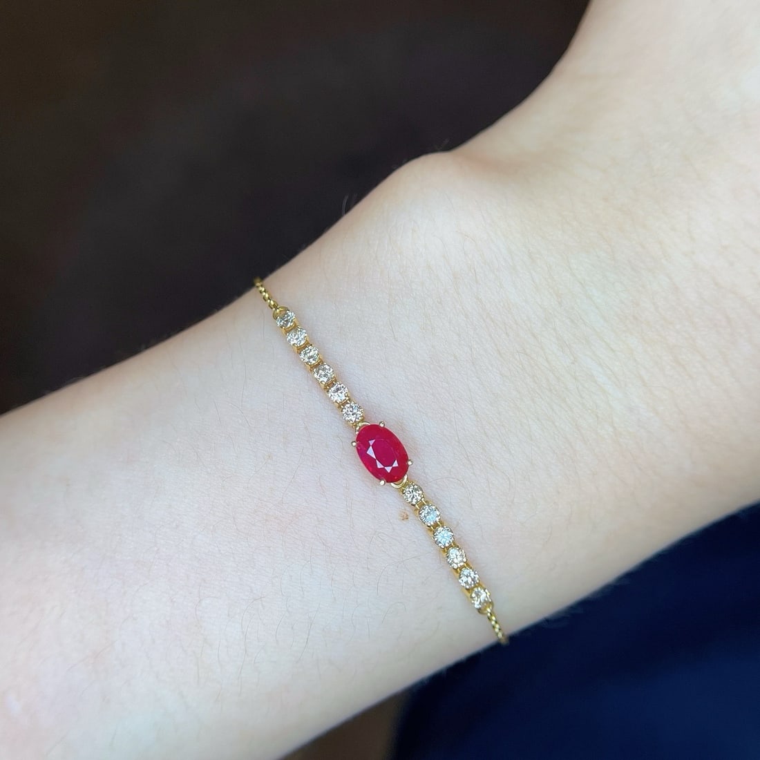 14k Gold 1.40 Ctw Natural Ruby & Diamond Bracelet - 5