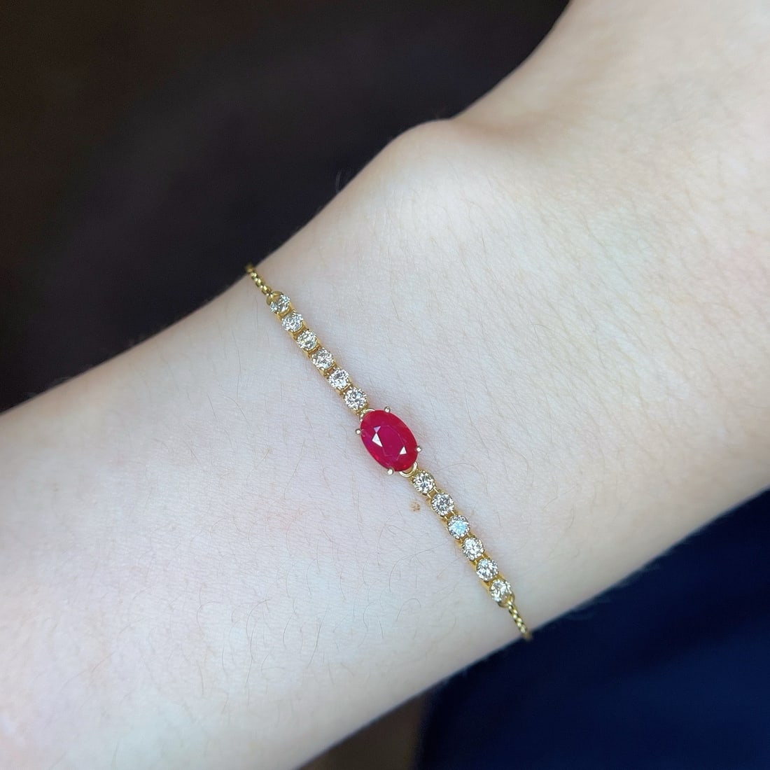 14k Gold 1.40 Ctw Natural Ruby & Diamond Bracelet - 6