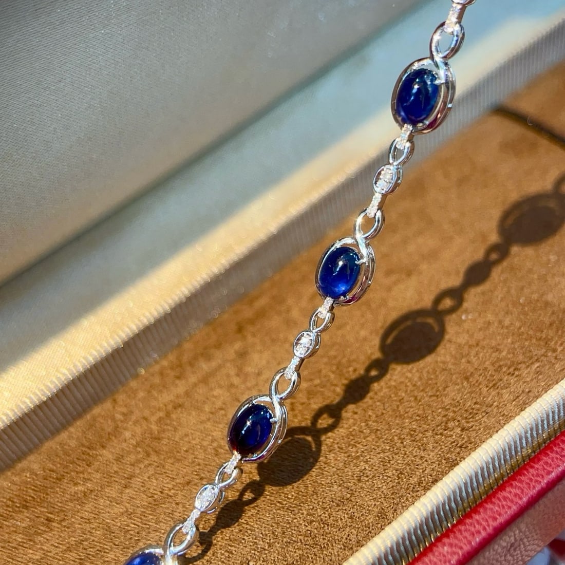 14k Gold 3.23 Ctw Natural Sapphire & Diamond Bracelet - 2