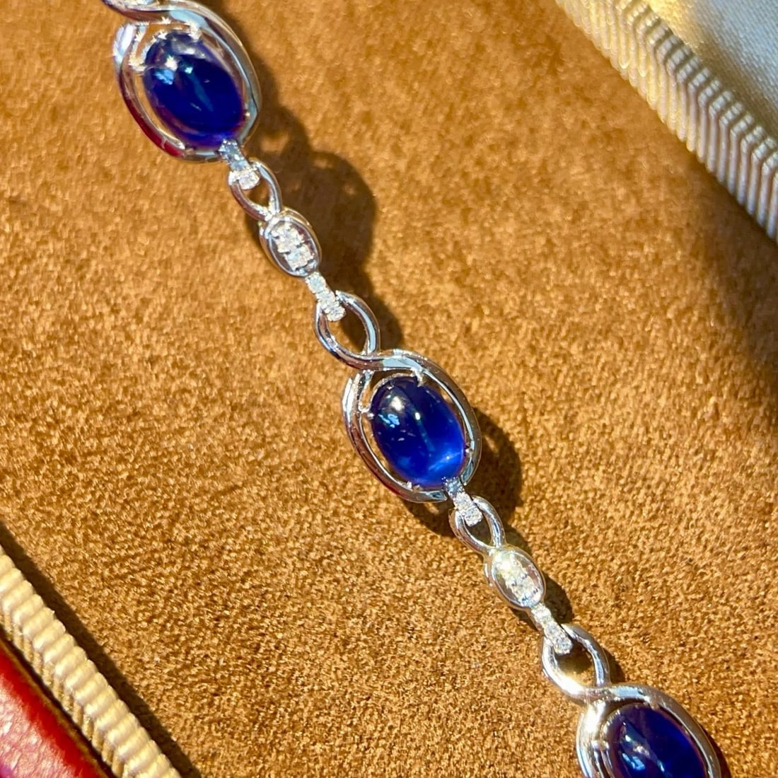 14k Gold 3.23 Ctw Natural Sapphire & Diamond Bracelet - 3