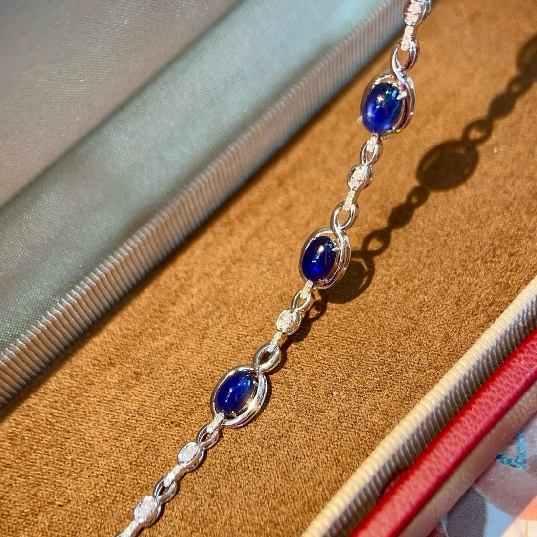 14k Gold 3.23 Ctw Natural Sapphire & Diamond Bracelet - 5