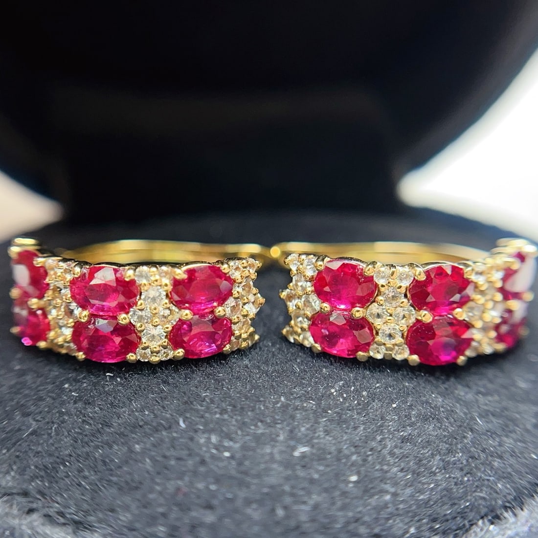 14k Gold 2.40 Ct Natural Ruby & Sapphire Earrings - 2