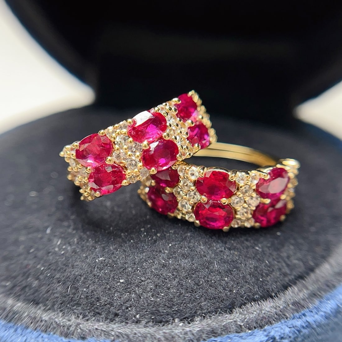 14k Gold 2.40 Ct Natural Ruby & Sapphire Earrings - 3