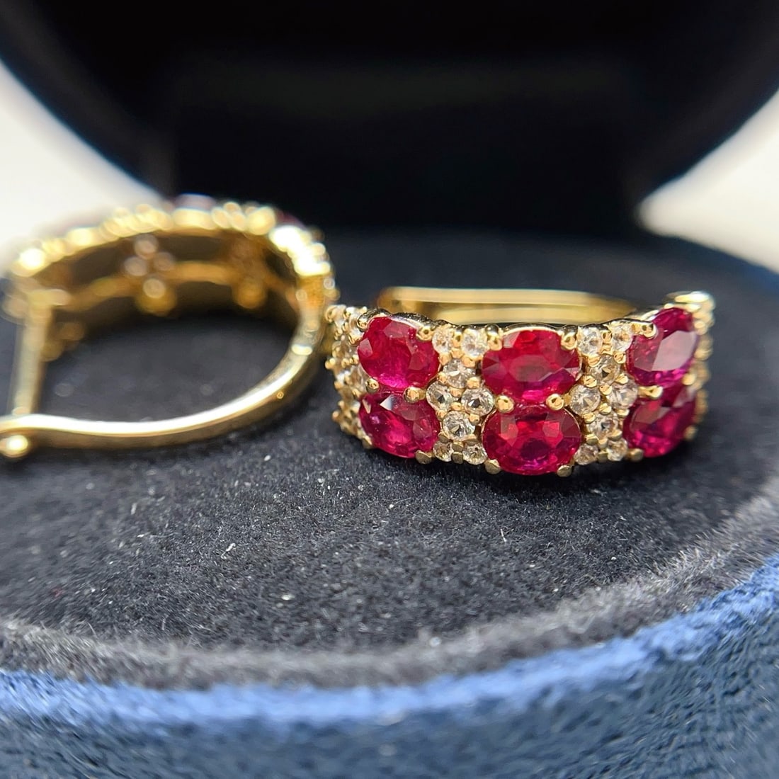 14k Gold 2.40 Ct Natural Ruby & Sapphire Earrings - 4