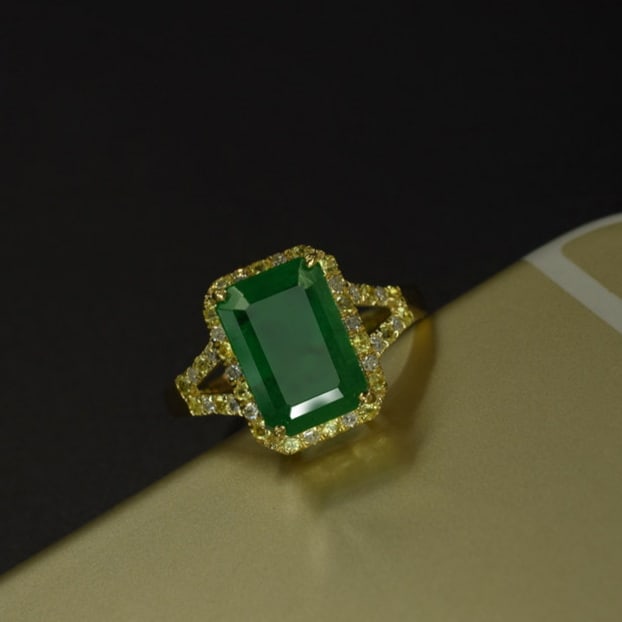 14k Gold 3.55 Ctw Natural Emerald & Diamond Ring - 4