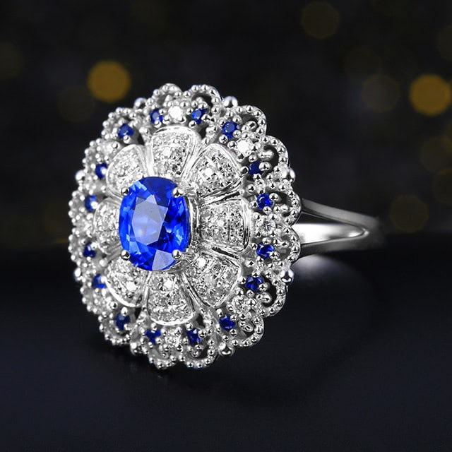 14k Gold 1.42 Ctw Natural Sapphire & Diamond Ring - 2