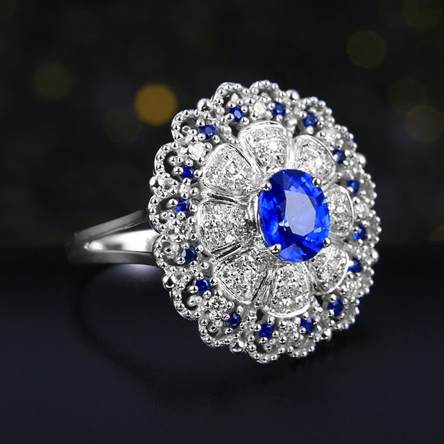 14k Gold 1.42 Ctw Natural Sapphire & Diamond Ring - 3