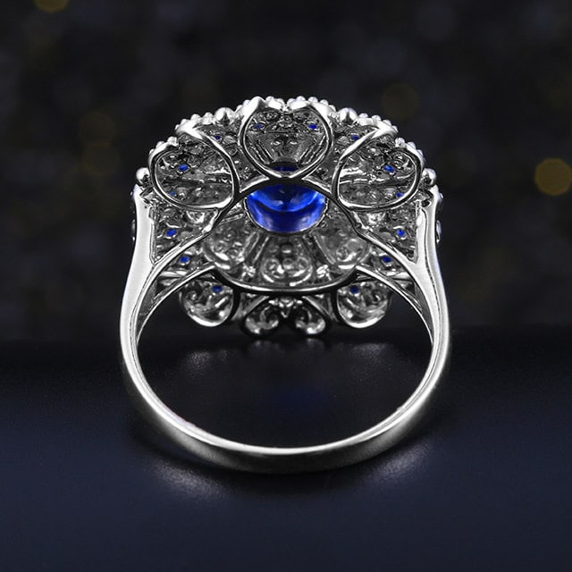 14k Gold 1.42 Ctw Natural Sapphire & Diamond Ring - 4