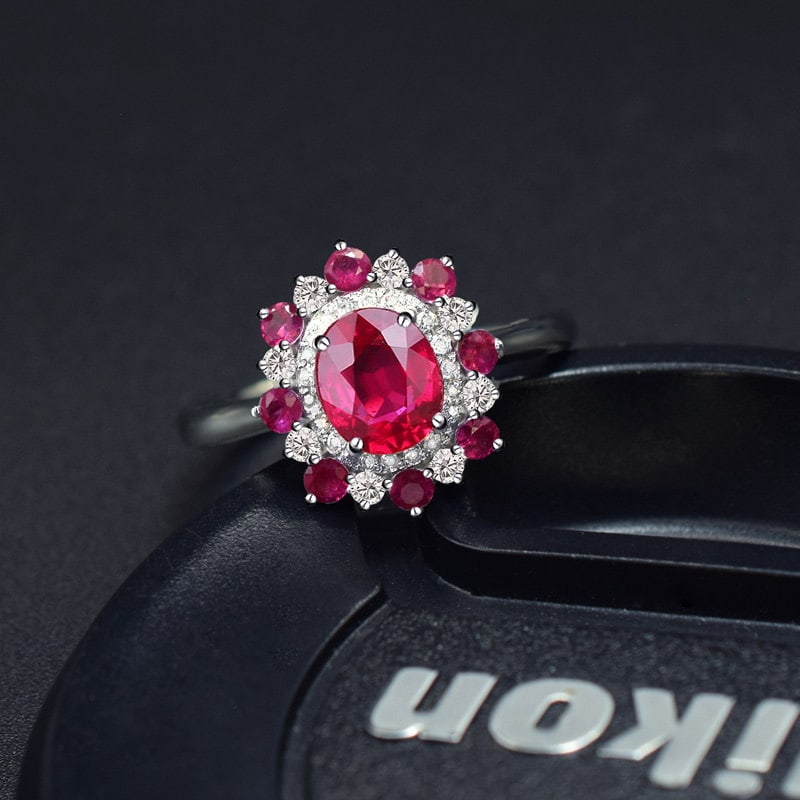 14k Gold 1.27 Ctw Natural Ruby & Diamond Ring - 2