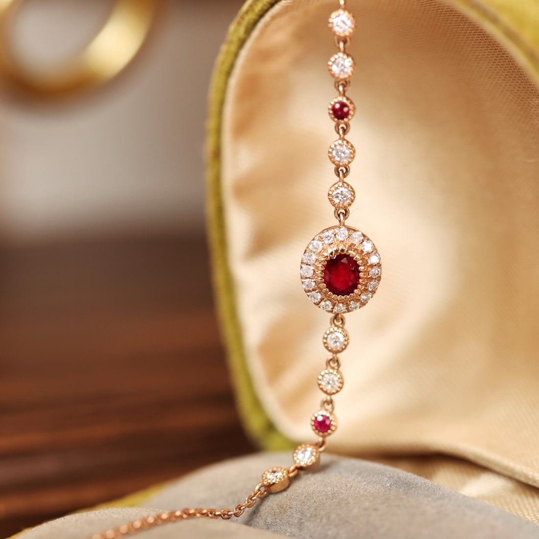 14k Gold 0.87 Ctw Natural Ruby & Diamond Bracelet - 2