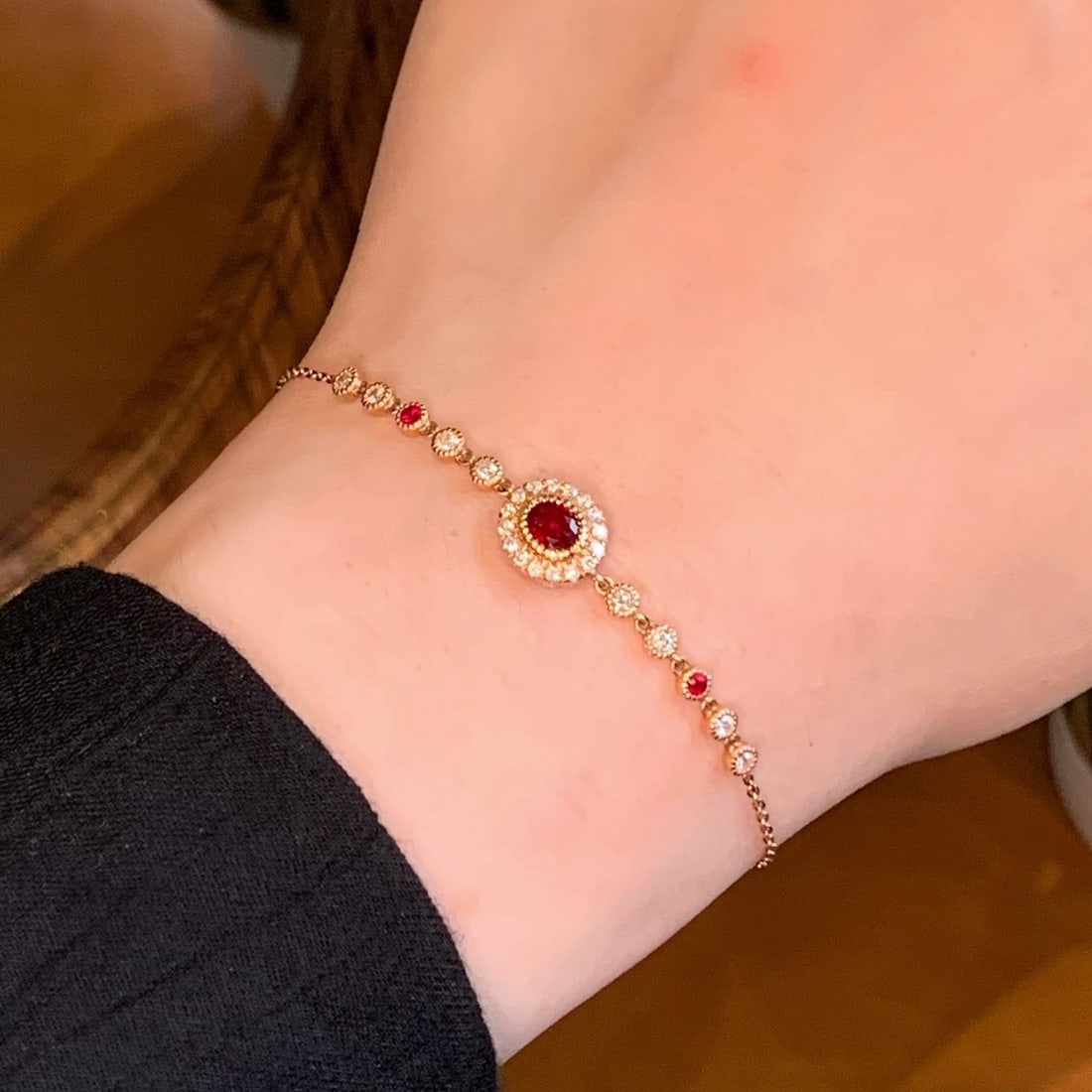 14k Gold 0.87 Ctw Natural Ruby & Diamond Bracelet - 3