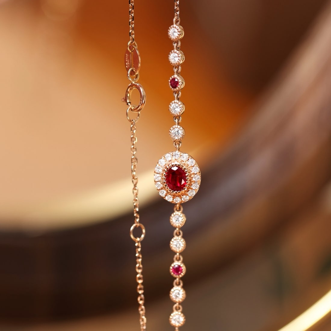 14k Gold 0.87 Ctw Natural Ruby & Diamond Bracelet - 5
