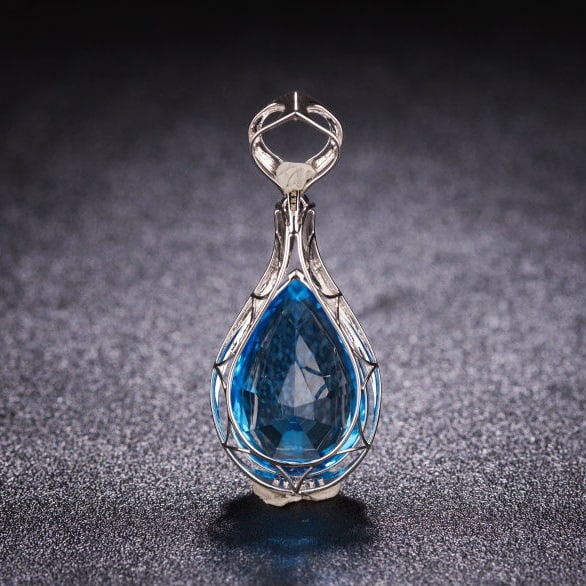 14k Gold 24.26 Ct Natural Topaz & Sapphire Pendant( Without Chain ) - 4