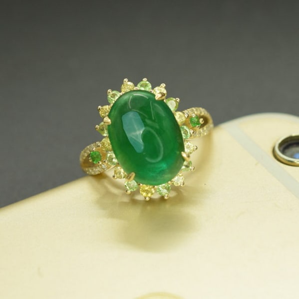 14k Gold 5.21 Ctw Natural Emerald & Sapphire Ring - 3