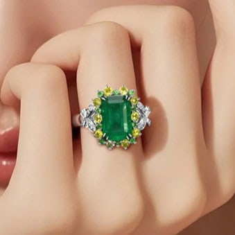 14k Gold 2.96 Ctw Natural Emerald & Sapphire Ring - 4
