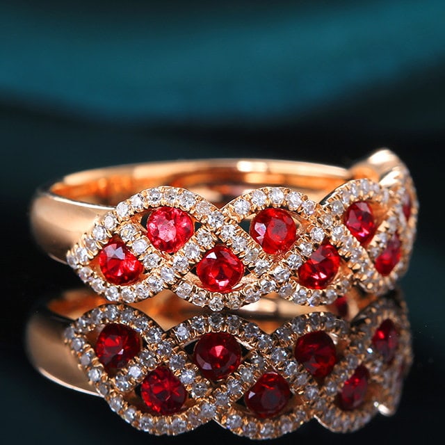14k Gold 1.04 Ctw Natural Ruby & Diamond Ring - 5