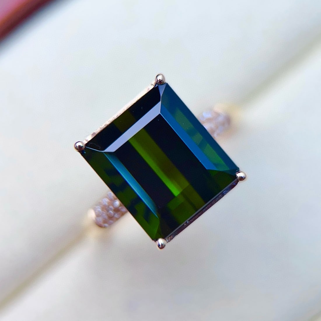 14k Gold 6.44 Ctw Natural Tourmaline & Diamond Ring - 2