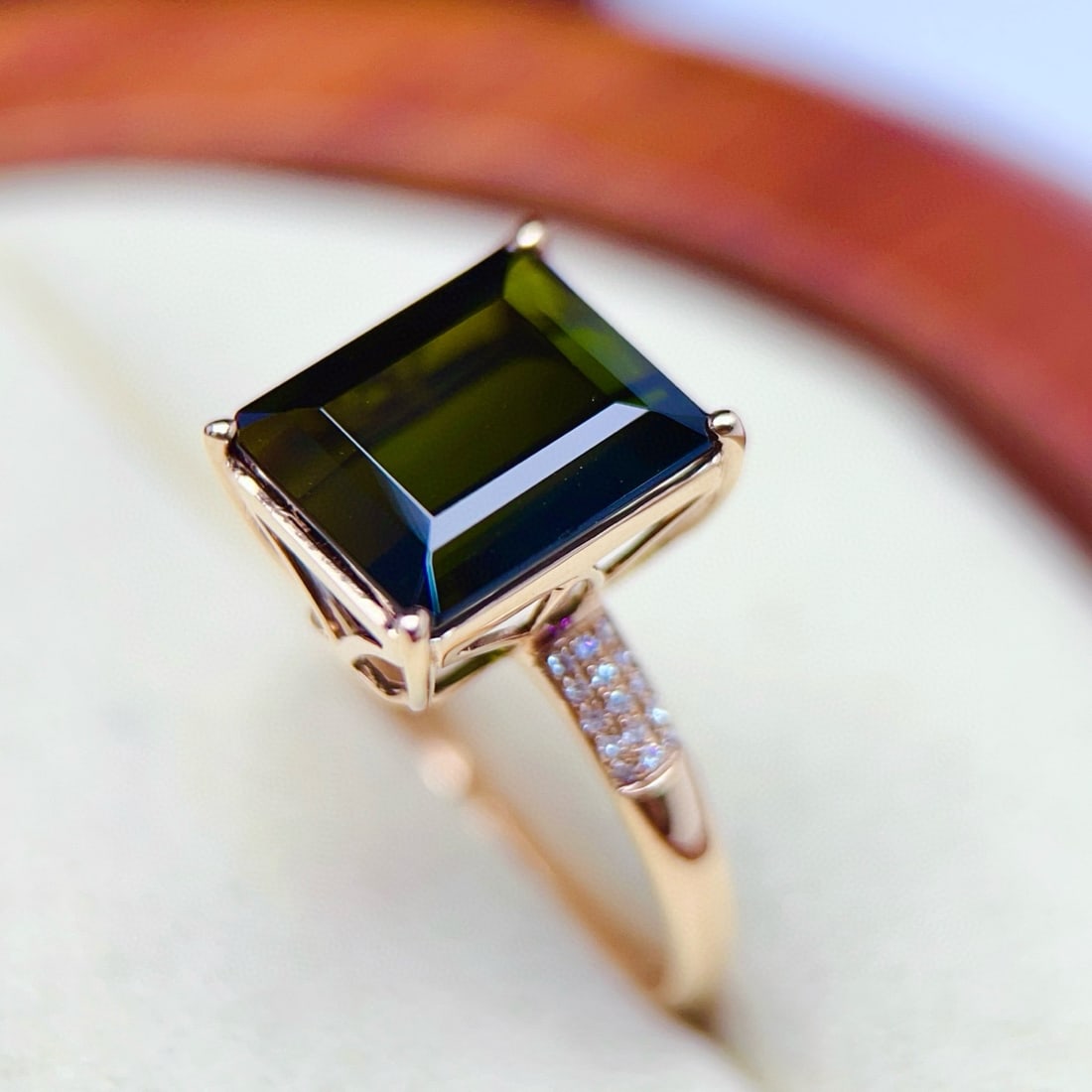 14k Gold 6.44 Ctw Natural Tourmaline & Diamond Ring - 4