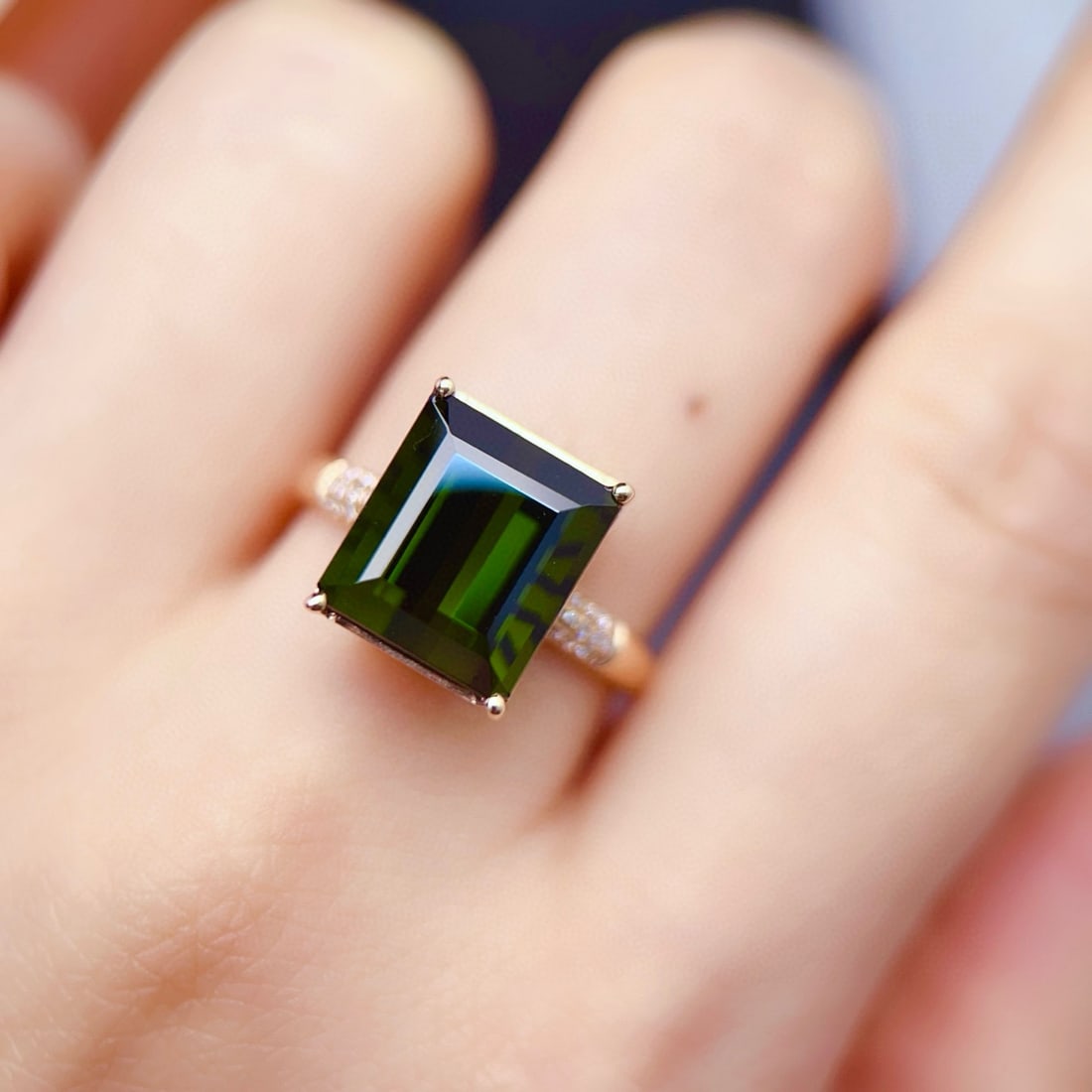 14k Gold 6.44 Ctw Natural Tourmaline & Diamond Ring - 5