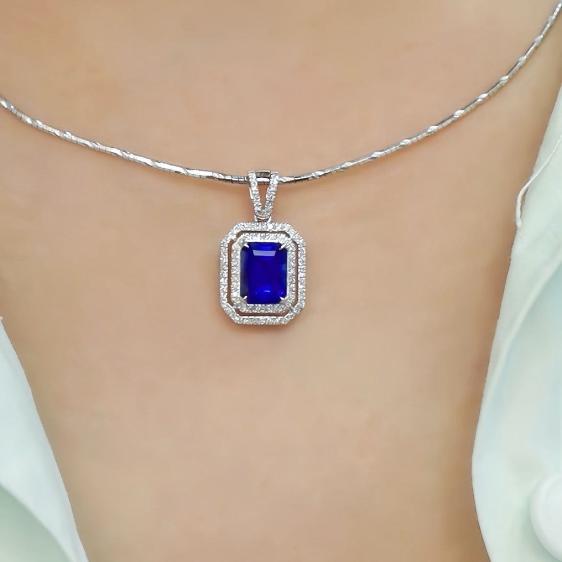 14k Gold 2.07 Ctw Natural Sapphire & Diamond Pendant( Without Chain ) - 4