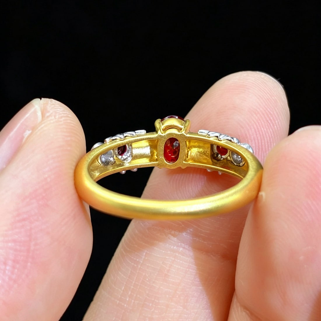 14k Gold 0.74 Ctw Natural Ruby & Ruby Ring - 4