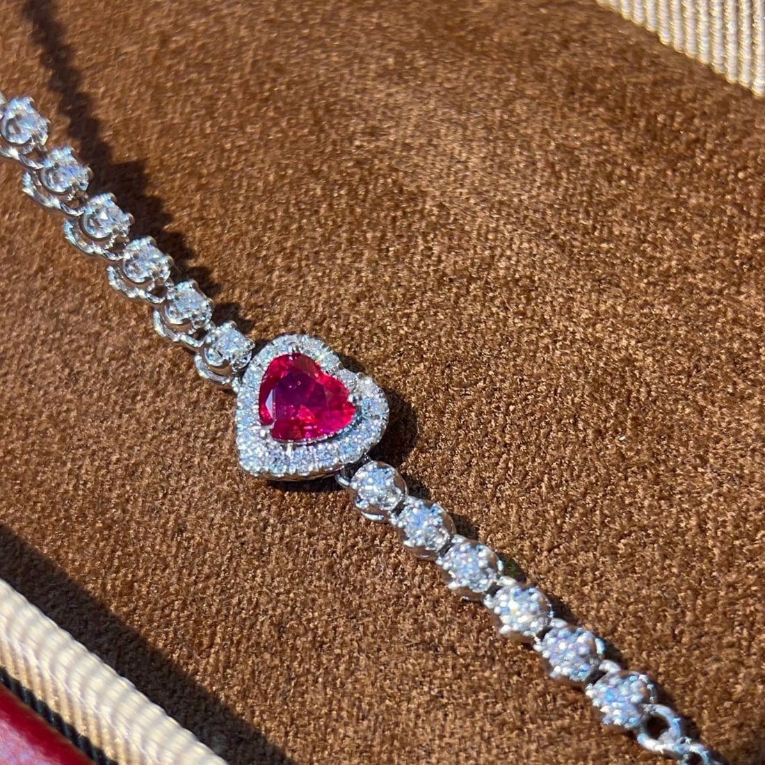 14k Gold 0.60 Ctw Natural Ruby & Diamond Bracelet - 6