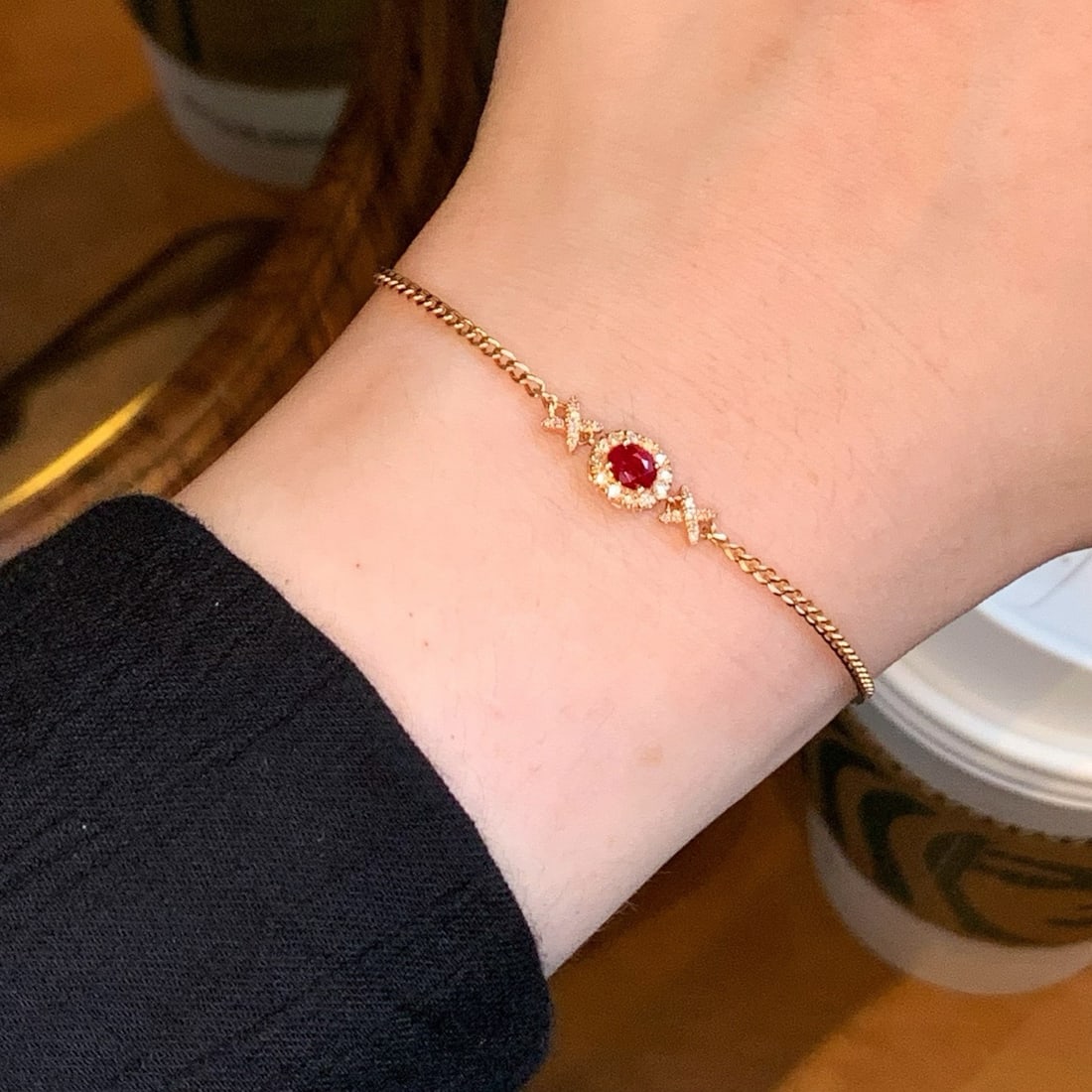 14k Gold 0.35 Ct Natural Ruby & Diamond Bracelet - 2