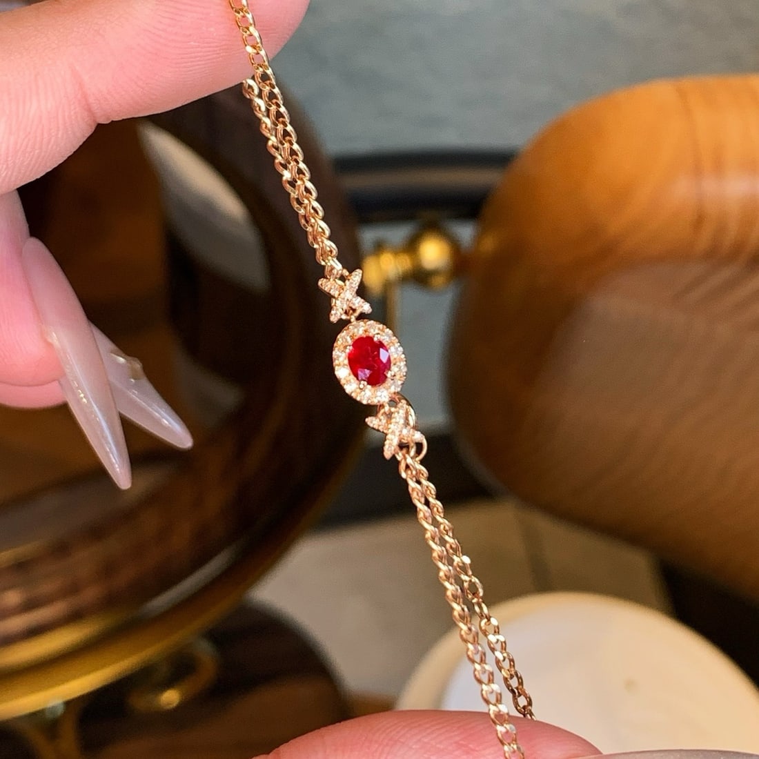 14k Gold 0.35 Ct Natural Ruby & Diamond Bracelet - 4