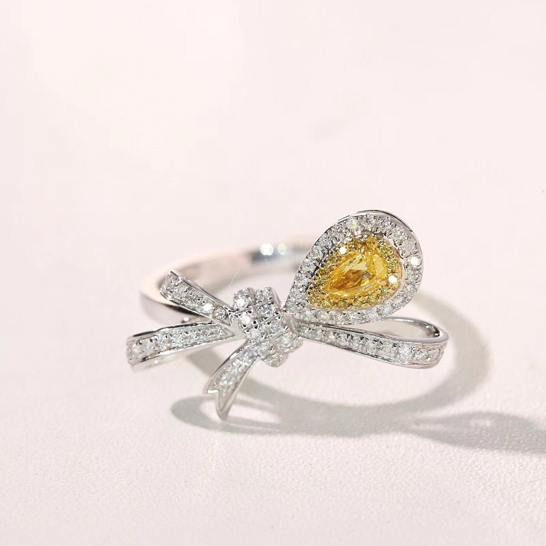 14k Gold 0.50 Ctw Natural Yellow Diamond & Diamond Ring - 6