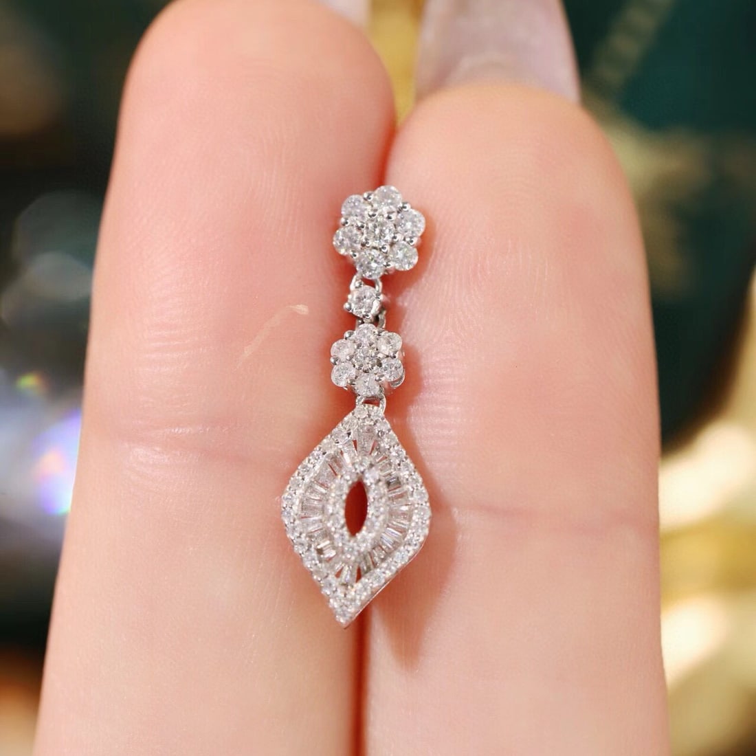 14k Gold 0.76 Ct Natural H Diamond Earrings - 6