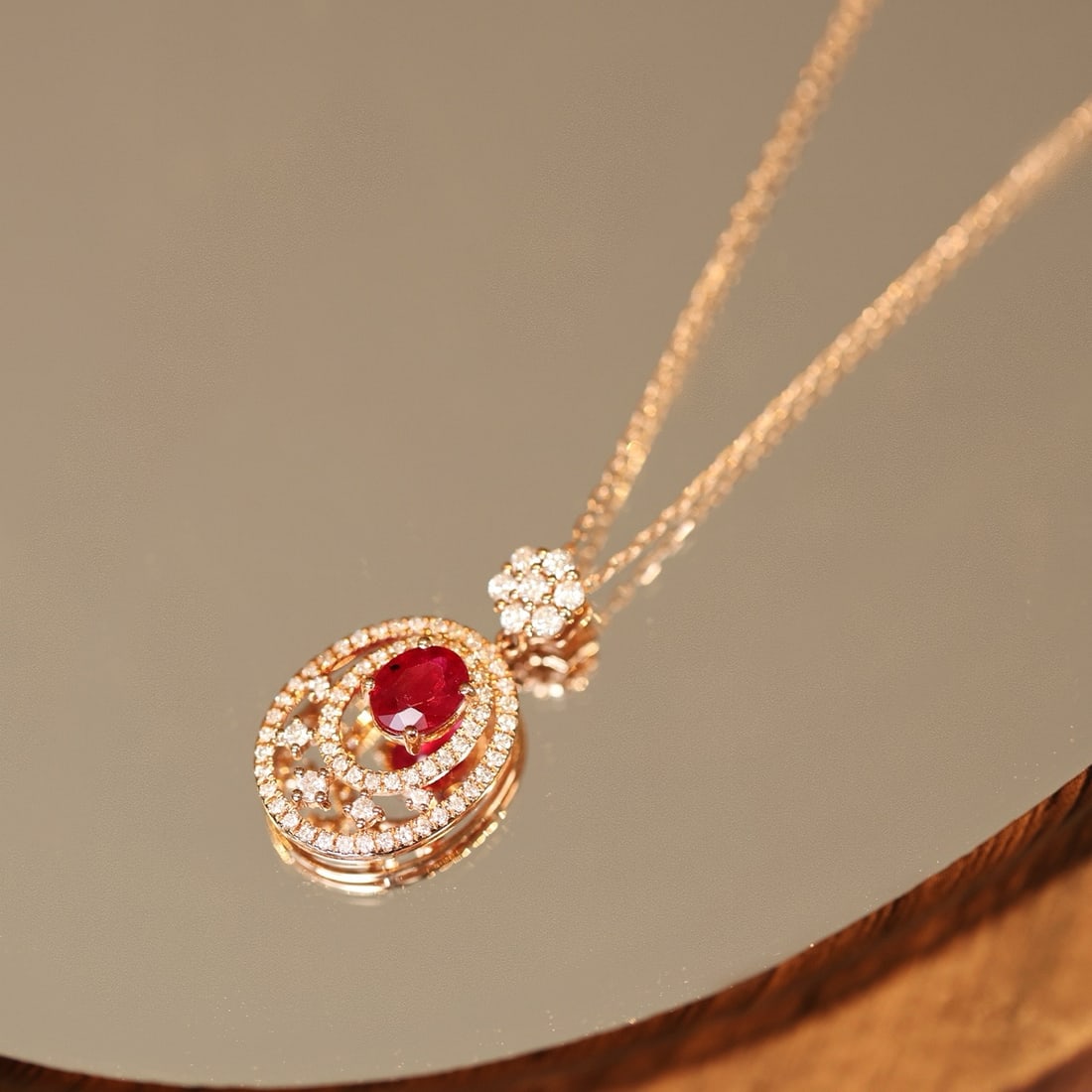 14k Gold 1.54 Ctw Natural Ruby & Diamond Pendant( Without Chain ): Ref:231175232gold // content:14k // goldmain // gemstone:rubyshape:ovalcarat // weight:0. 99ct // color:redtreatment:naturaladjacent // gemstone // 2 // : // diamondshape:roundcarat // weight:0. 55ct