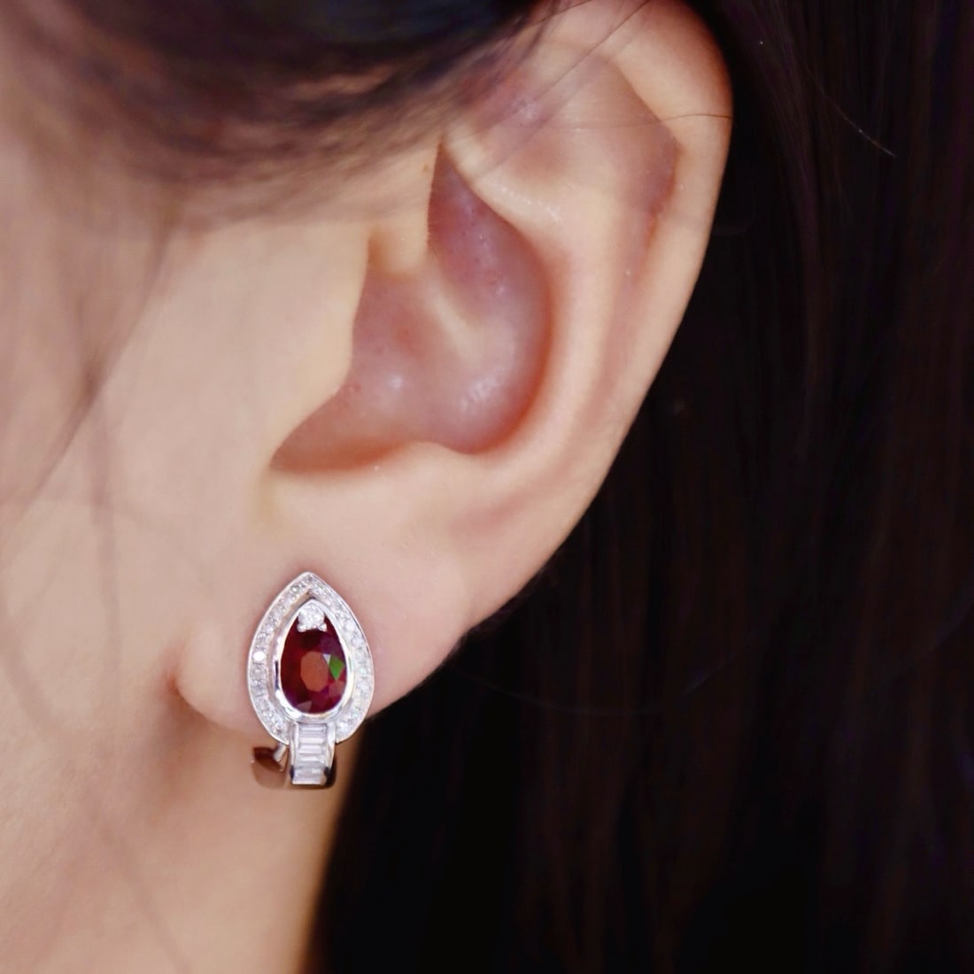 14k Gold 1.92 Ctw Natural Ruby & Diamond Earrings - 3