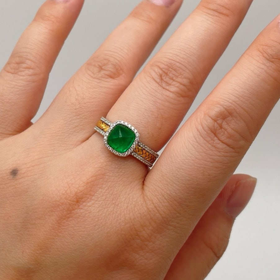 14k Gold 1.96 Ctw Natural Emerald & Diamond Ring - 5