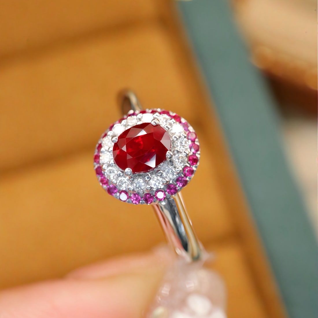 14k Gold 0.80 Ctw Vivid Red Natural Ruby & Diamond Ring: Ref:231175236gold // content:14k // goldring // size:7. 25usmain // gemstone:rubyshape:ovalcarat // weight:0. 66ct // color:vivid // redtreatment:naturaladjacent // gemstone // 2 // : // diamondnumber