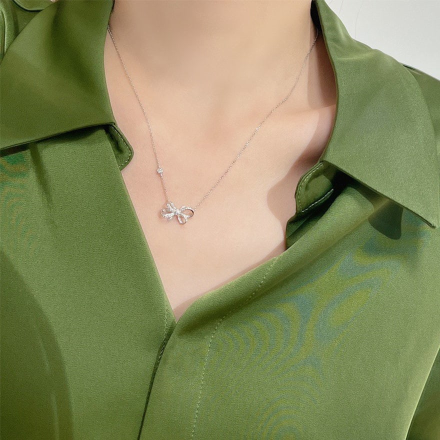 14k Gold 0.19 Ct Natural H Diamond Necklace - 2