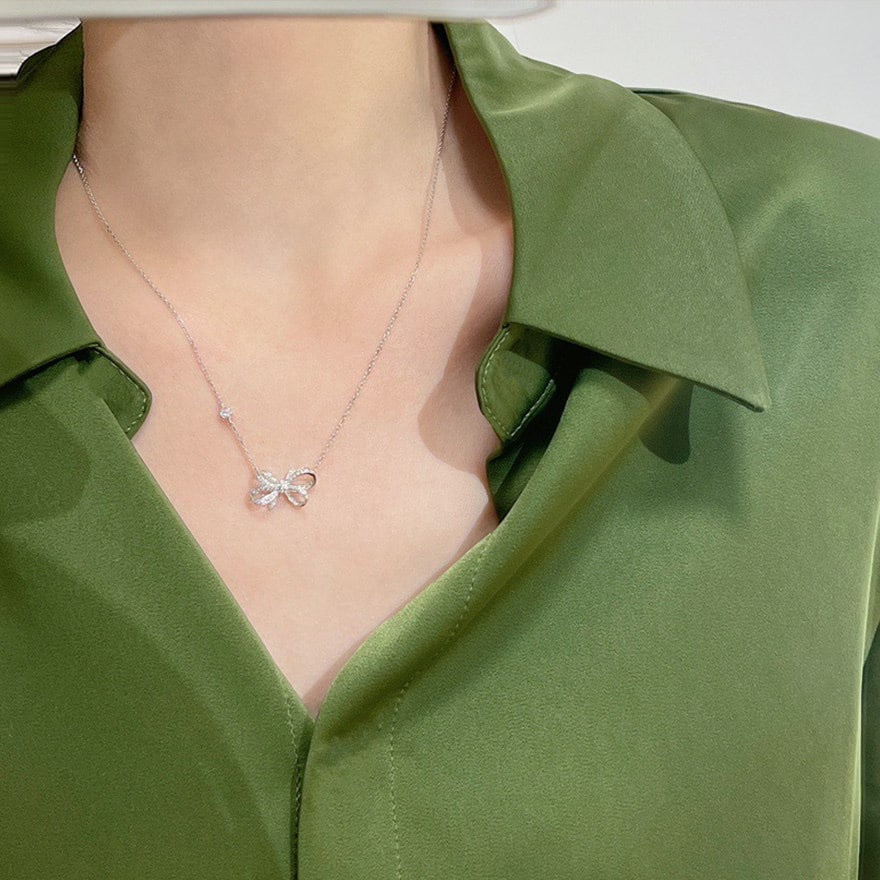 14k Gold 0.19 Ct Natural H Diamond Necklace - 3