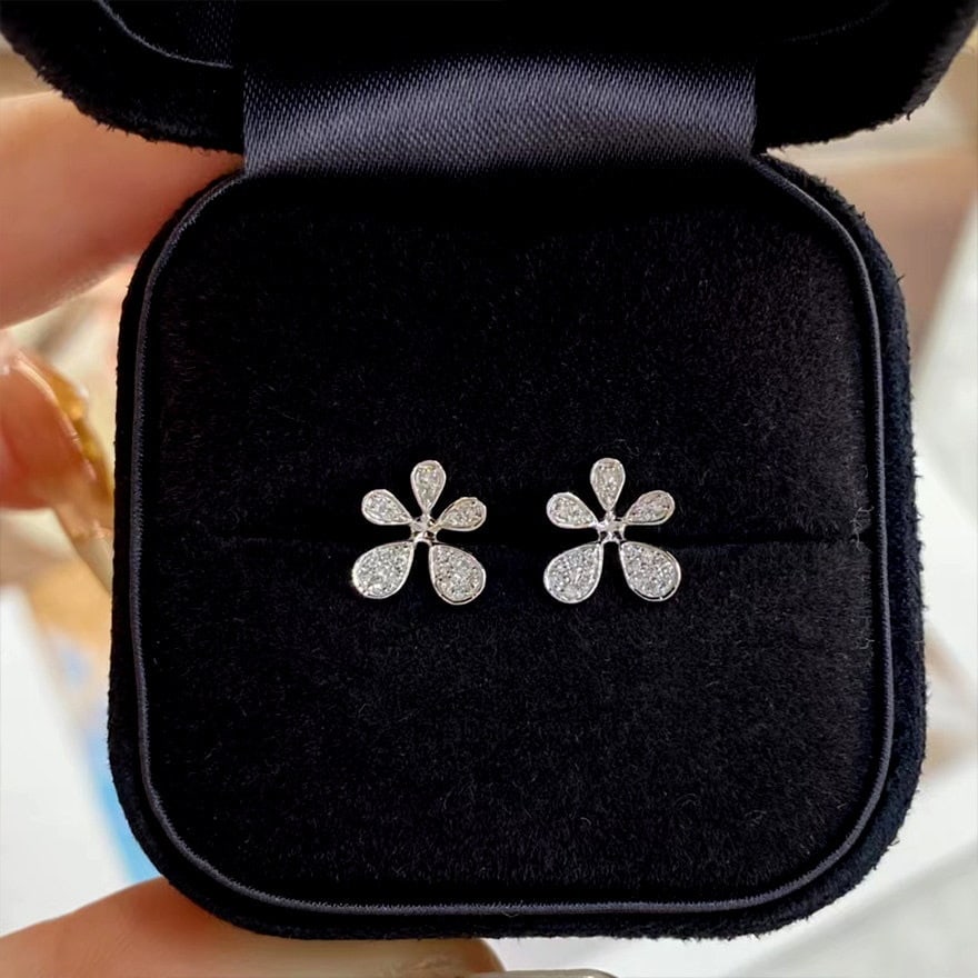14k Gold 0.40 Ct Natural H Diamond Earrings - 4