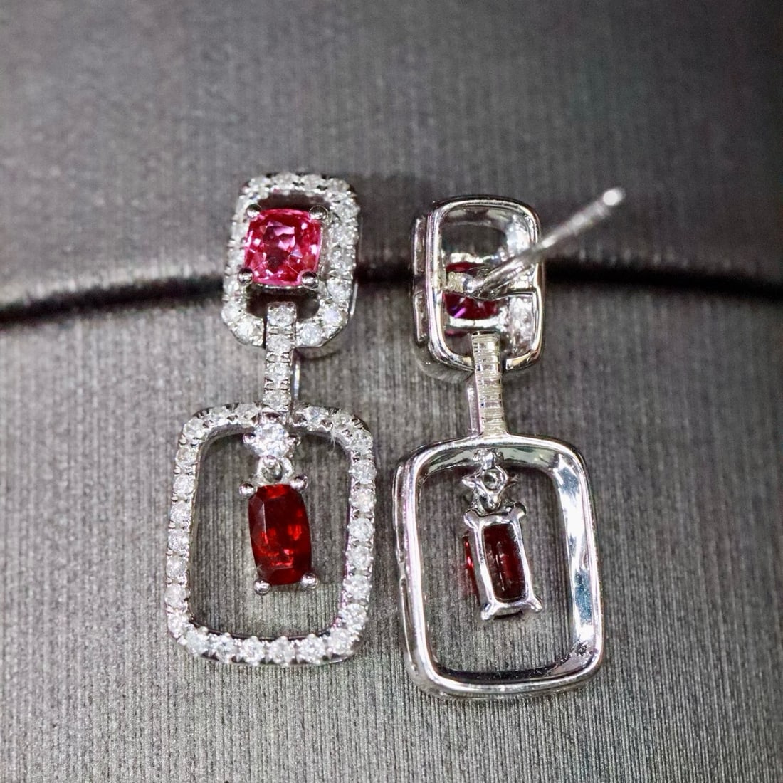14k Gold 1.17 Ctw Natural Ruby & Diamond Earrings - 2