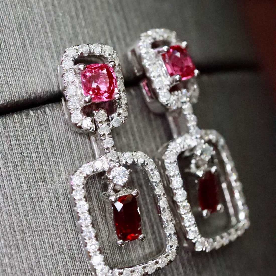 14k Gold 1.17 Ctw Natural Ruby & Diamond Earrings - 4